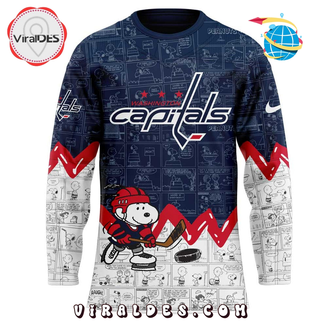 Washington Capitals Anniversary of Peanuts Hockey Jersey