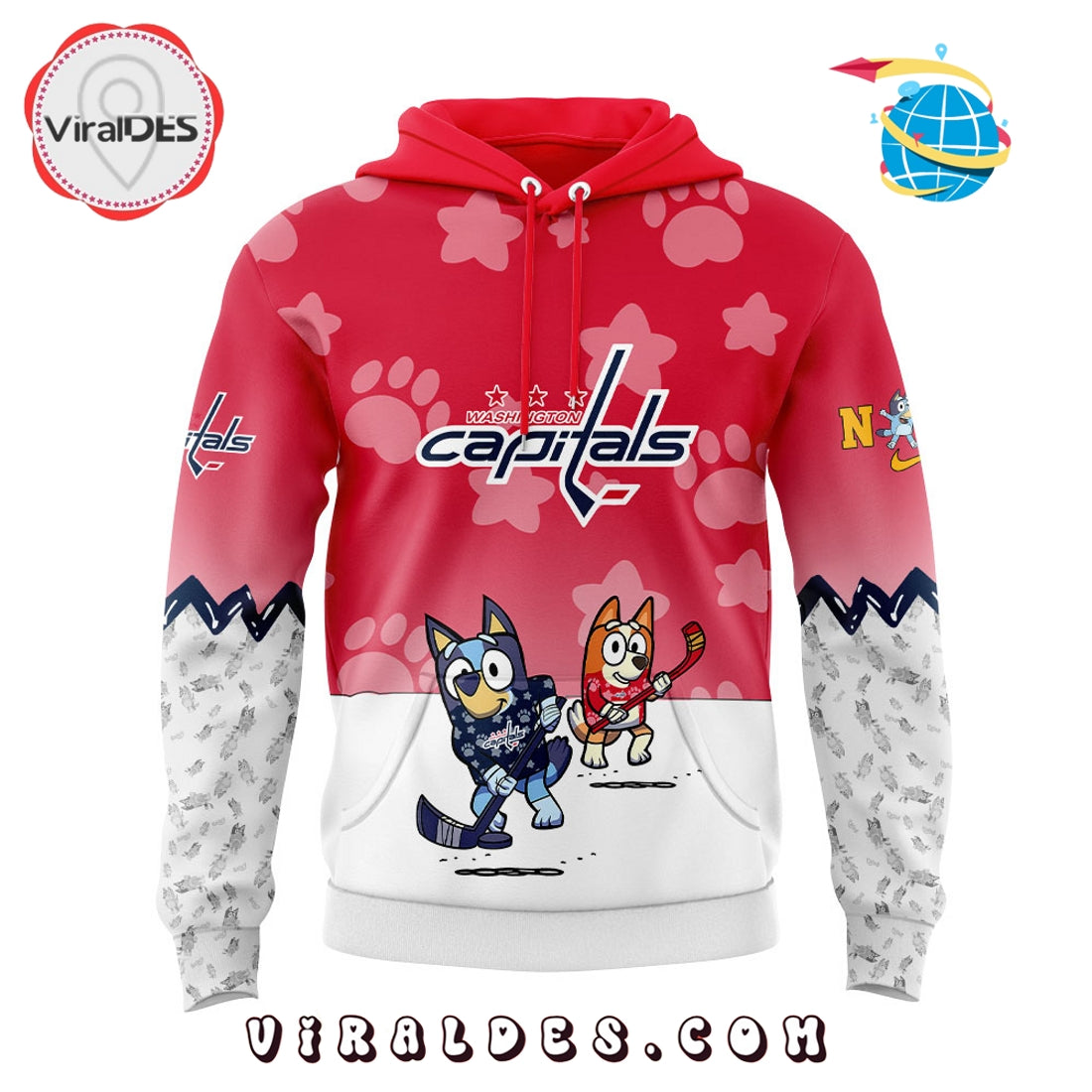 Washington Capitals Bluey and Bingo Red Hoodie