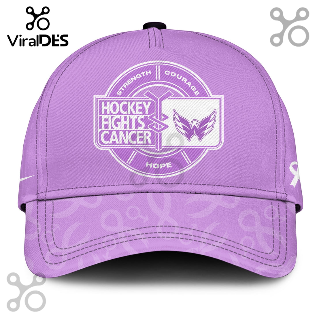 Washington Capitals Hockey Fights Cancer Purple Ribbon Hoodie