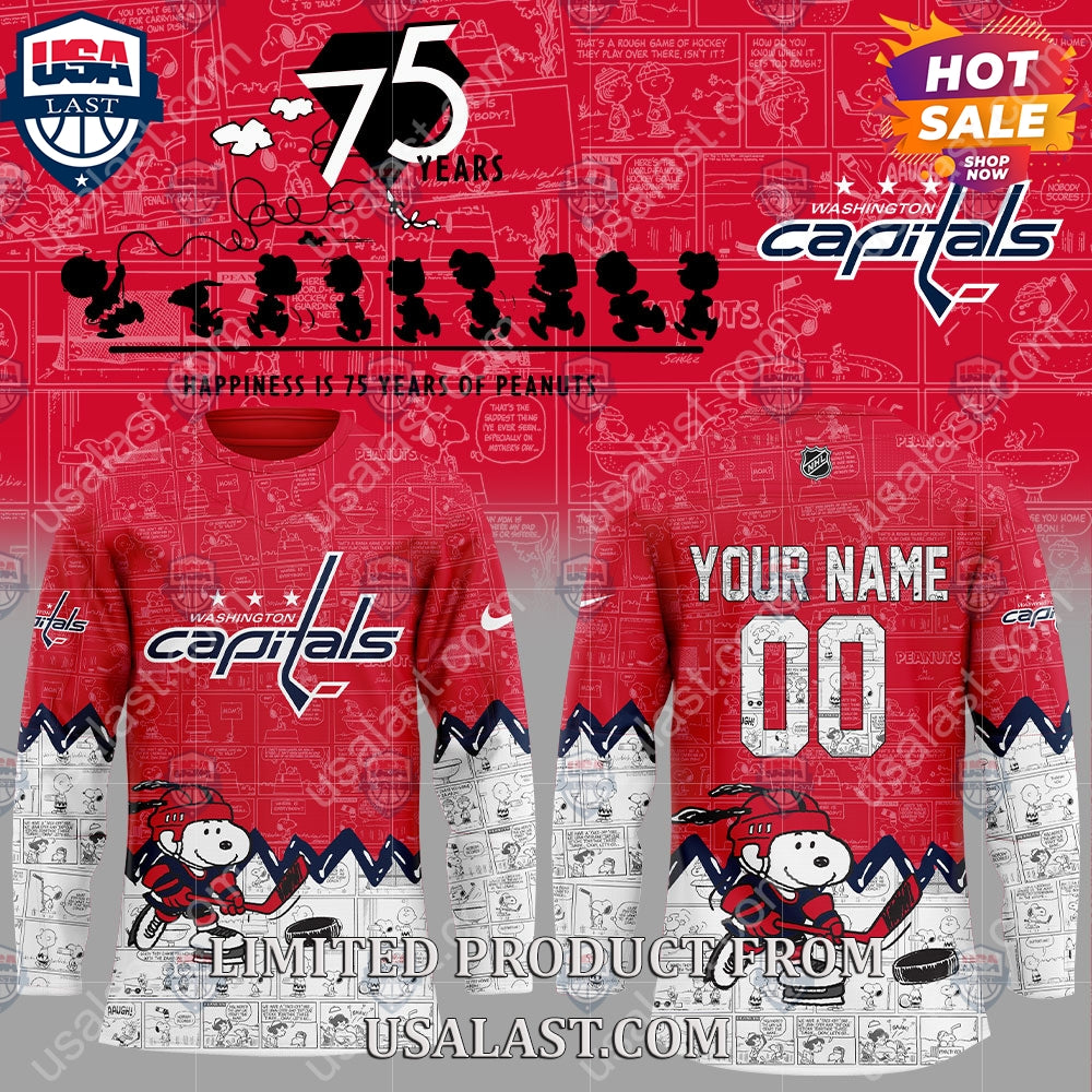 Washington Capitals NHL Happiness Is 75th Anniversary of Peanuts Hoodie