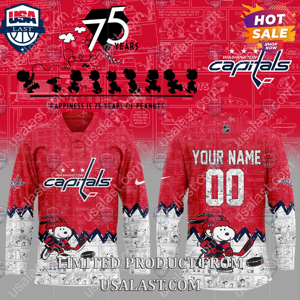 Washington Capitals NHL Happiness Is 75th Anniversary of Peanuts Hoodie