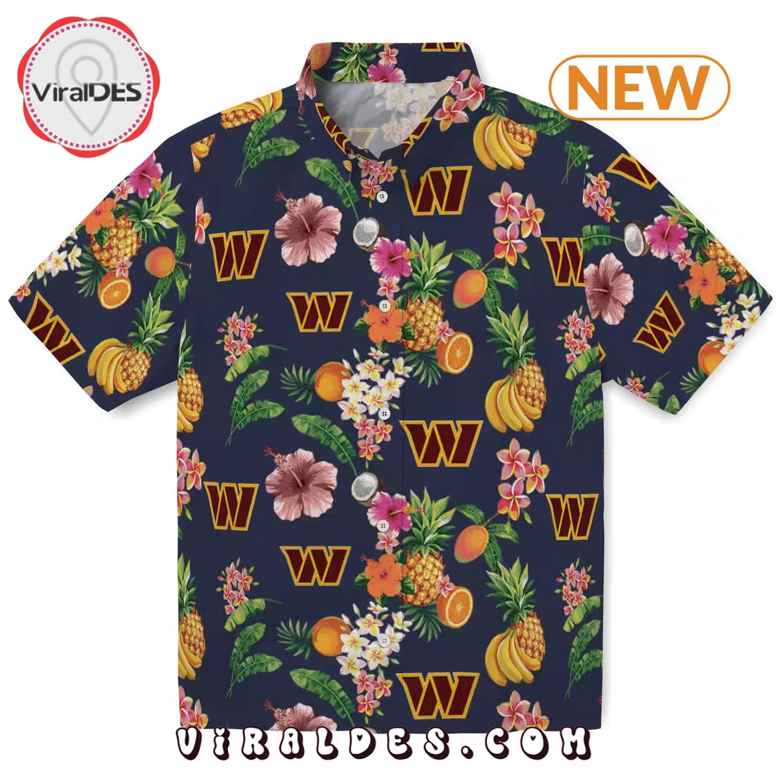 Washington Commanders Hibiscus x Fruit Hawaiian Shirt