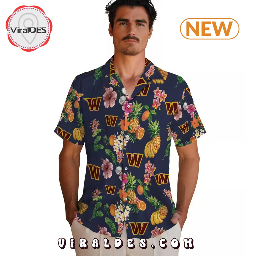 Washington Commanders Hibiscus x Fruit Hawaiian Shirt
