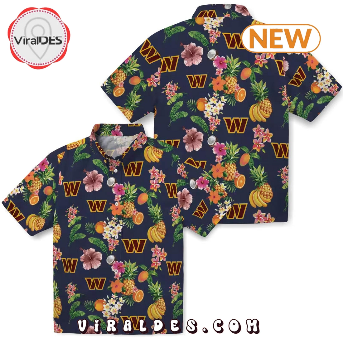 Washington Commanders Hibiscus x Fruit Hawaiian Shirt