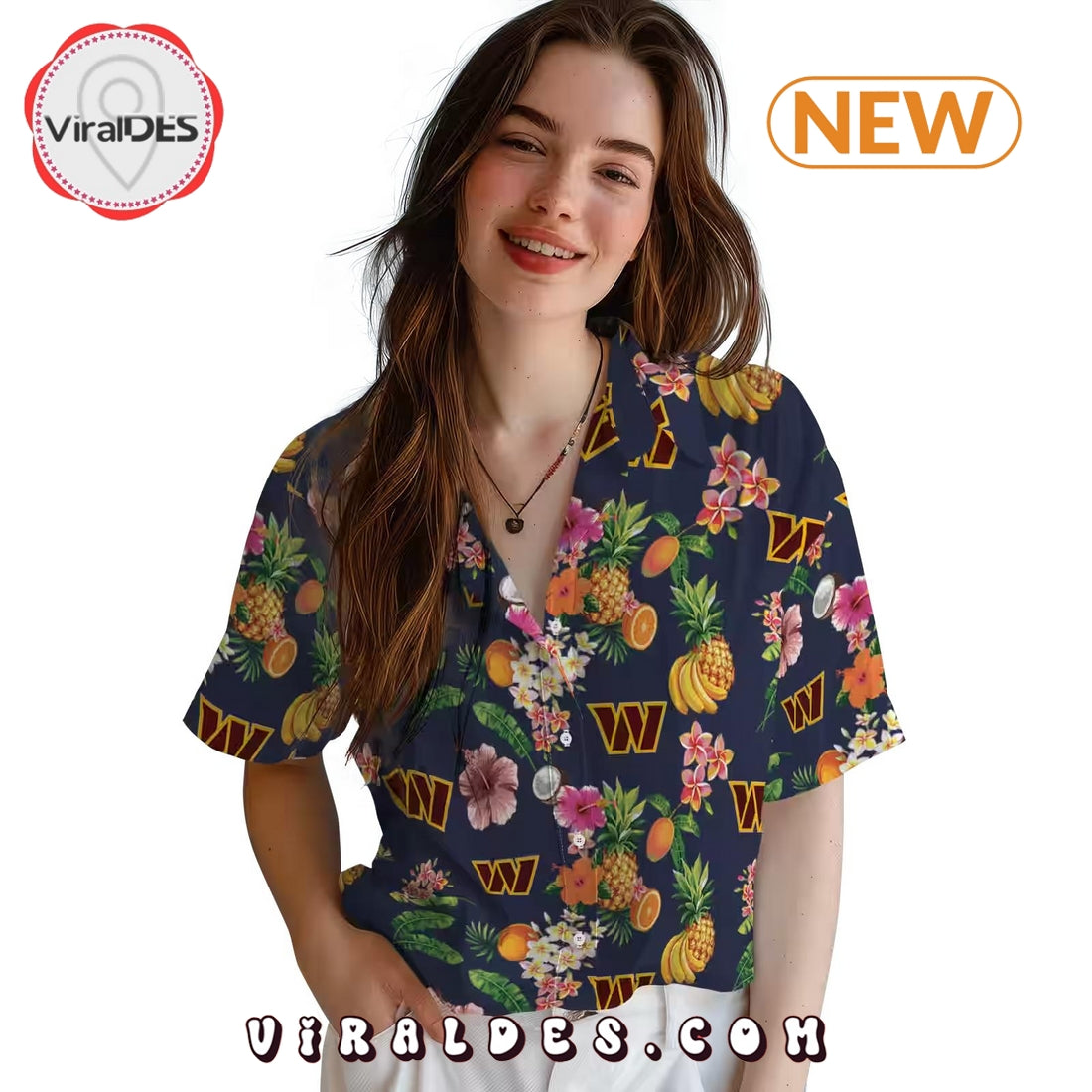 Washington Commanders Hibiscus x Fruit Hawaiian Shirt