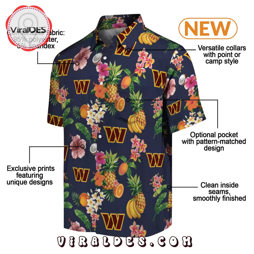 Washington Commanders Hibiscus x Fruit Hawaiian Shirt