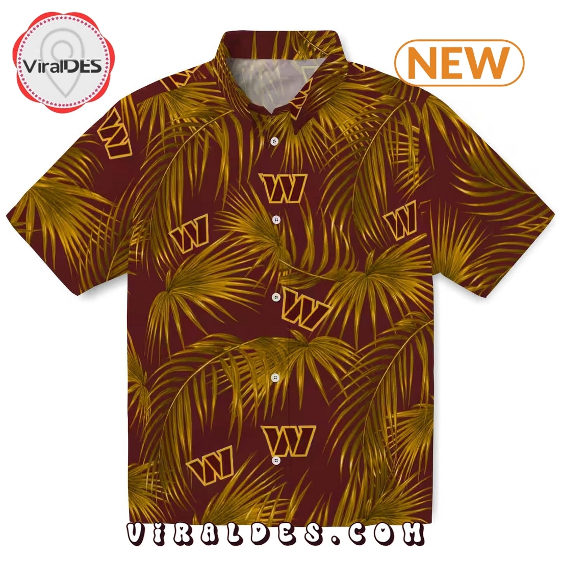 Washington Commanders Leafy Palms Burgundy Hawaiian Shirt