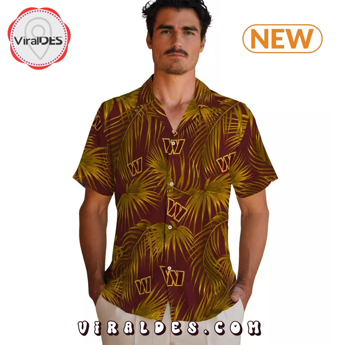 Washington Commanders Leafy Palms Burgundy Hawaiian Shirt