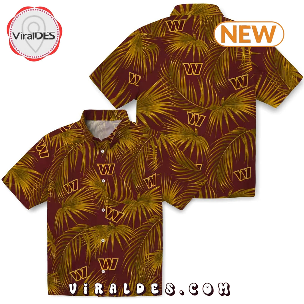 Washington Commanders Leafy Palms Burgundy Hawaiian Shirt