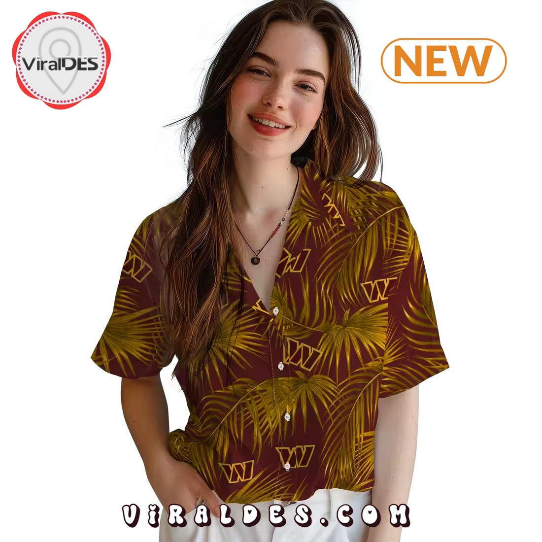 Washington Commanders Leafy Palms Burgundy Hawaiian Shirt