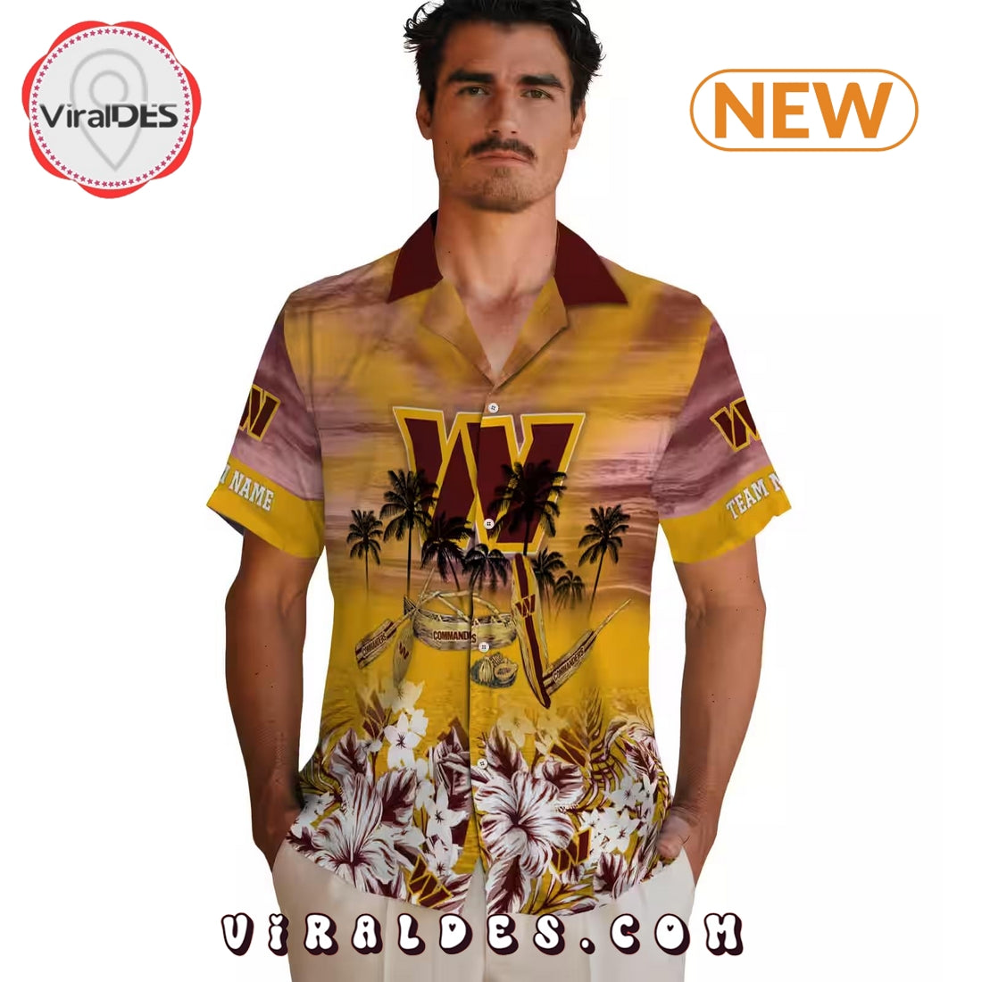 Washington Commanders Tropical Canoe Burgundy Hawaiian Shirt