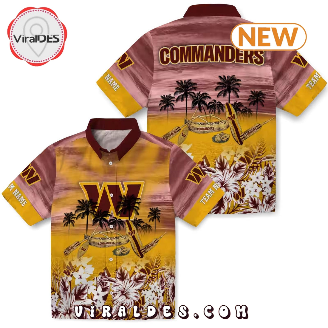 Washington Commanders Tropical Canoe Burgundy Hawaiian Shirt