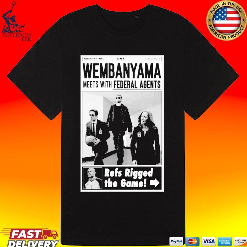 Wembanyama X-files Style Federal Agents San Antonio Basketball T-shirt