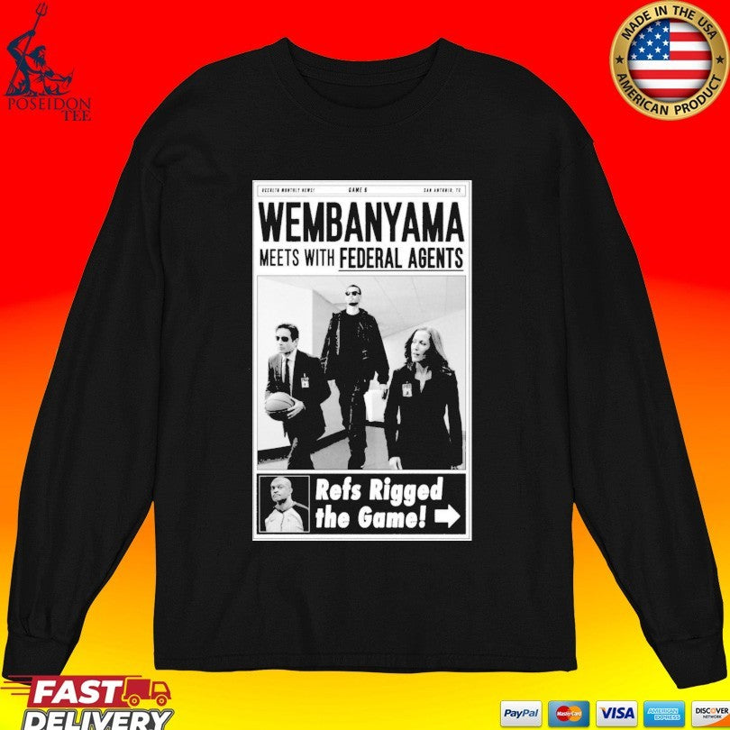 Wembanyama X-files Style Federal Agents San Antonio Basketball T-shirt