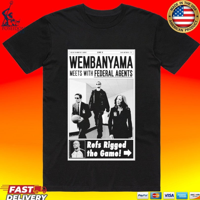 Wembanyama X-files Style Federal Agents San Antonio Basketball T-shirt