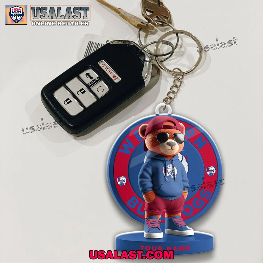 Western Bulldogs Football Club Teddy Bear Custom Keychain