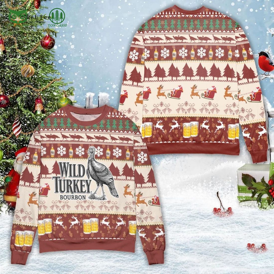 Wild Turkey Bourbon Ugly Christmas Sweater