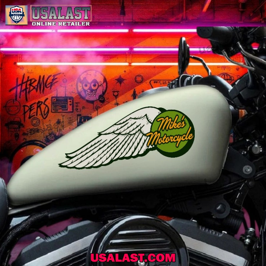 Winged Wheel Motorcycle Custom Text Decal