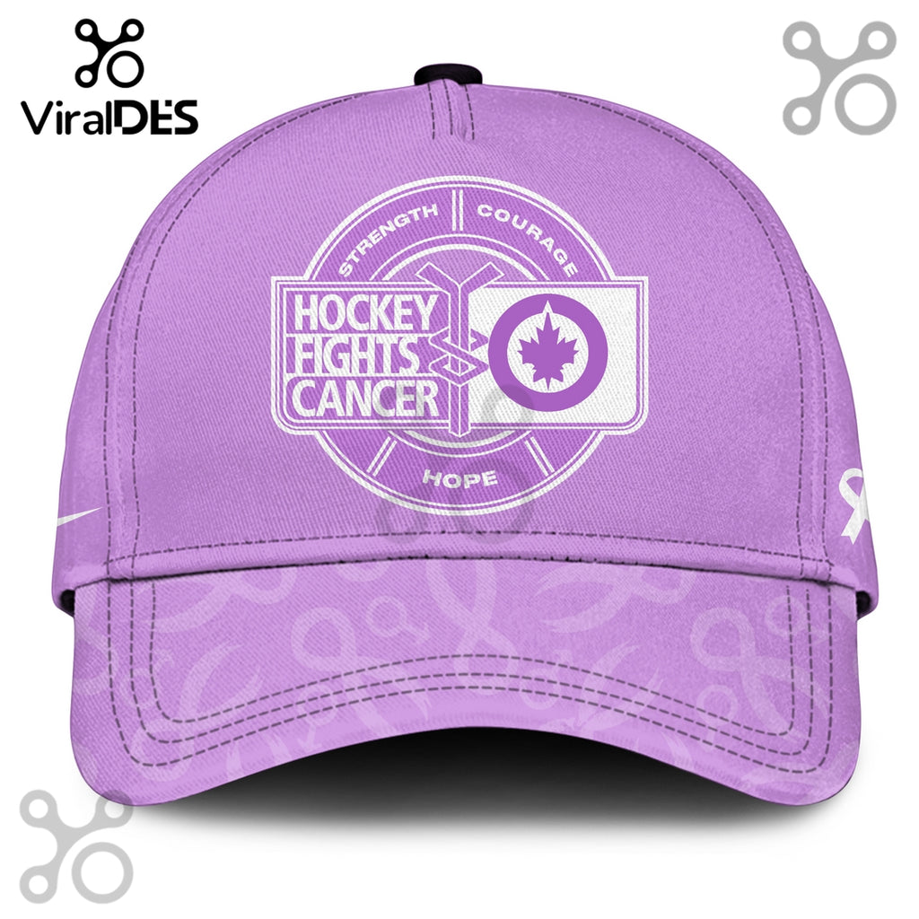 Winnipeg Jets Hockey Fights Cancer Purple Ribbon Hoodie