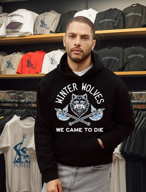 Winter Wolves We Came To Die Wolf Battle Axe T-shirt