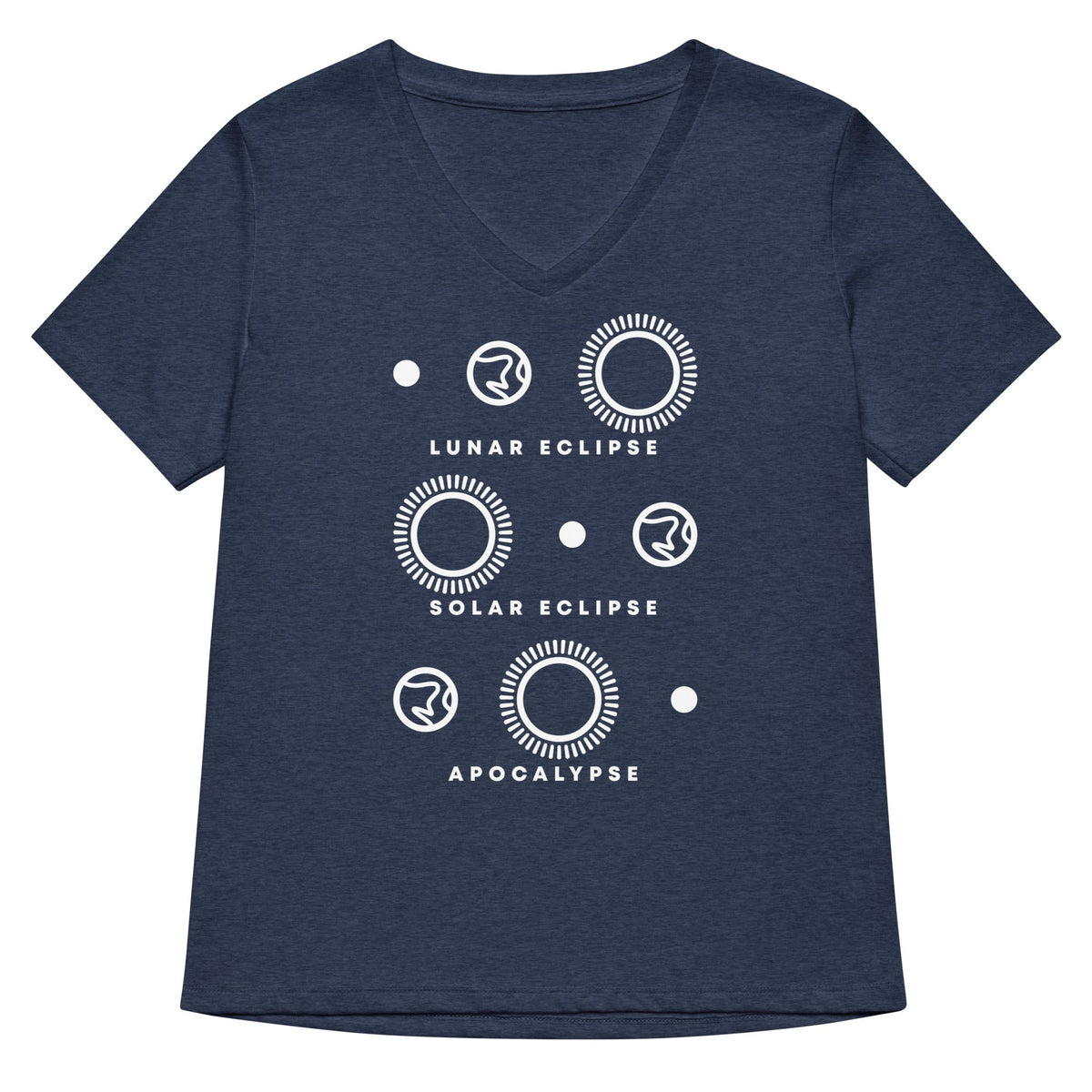 Lunar Eclipse Solar Eclipse Apocalypse Women's V-Neck Tee