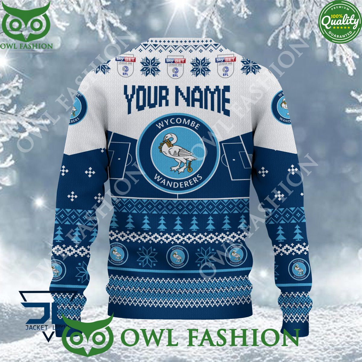 Wycombe Wanderers F.C EFL 2023 Custom Ugly Christmas Sweater Jumper