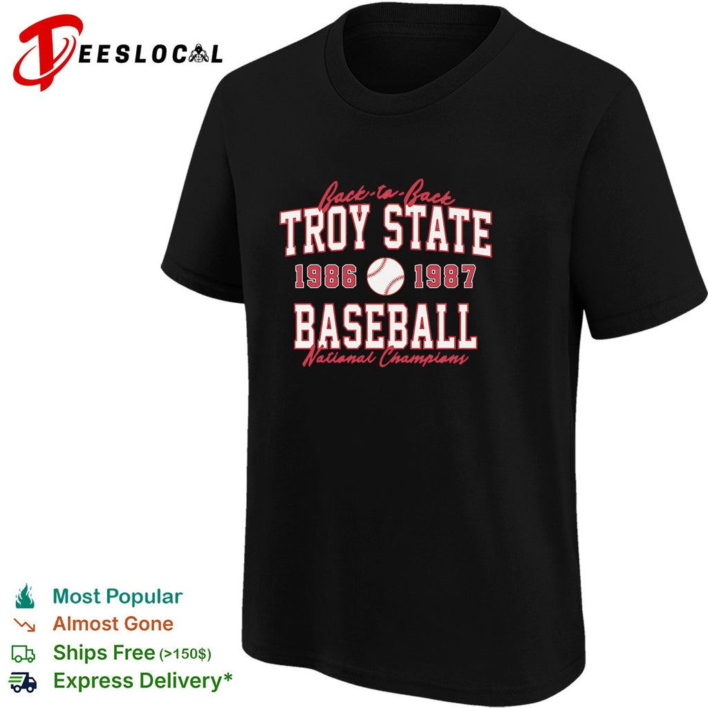 Troy State baseball back-to-back national champions 1986 1987 shirt