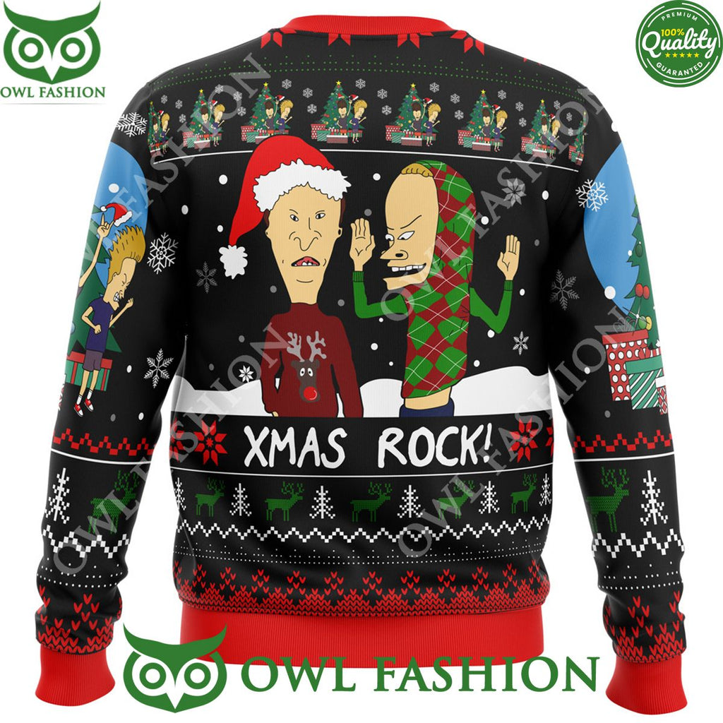 Xmas Rock Beavis and Butthead Ugly Christmas Sweater Jumper