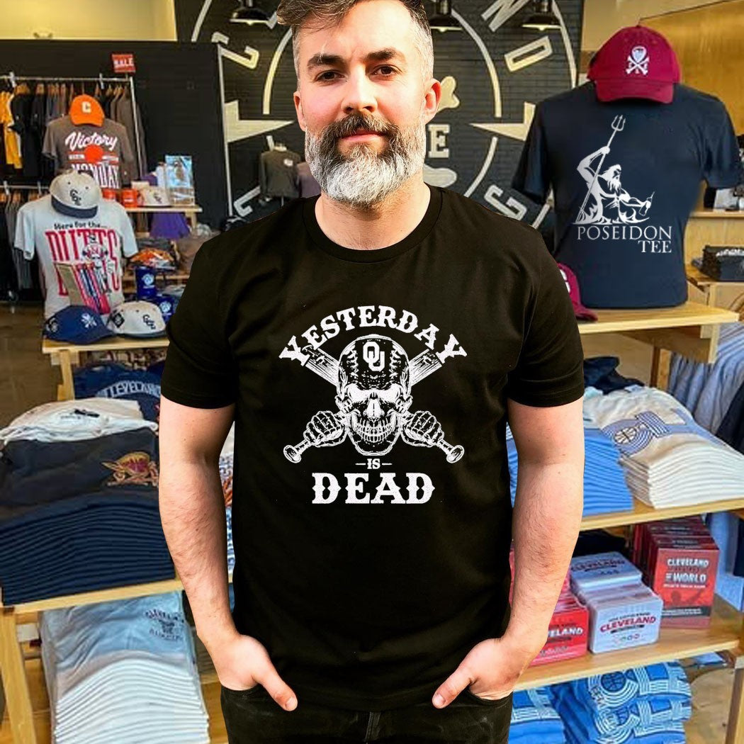 Yesterday Is Dead Oklahoma Sooners Baseball Skull With Bats Fan T-shirt