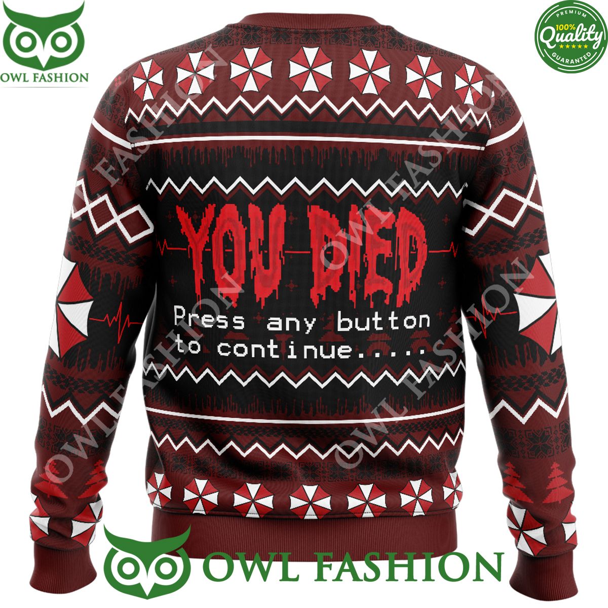 You Died Resident Evil Ugly Christmas Sweater Jumper