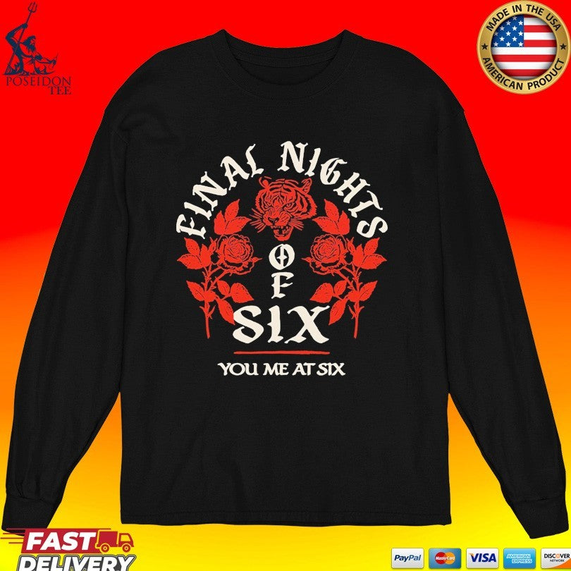 You Me At Six Final Nights Of Six Tour Tiger Rose T-shirt