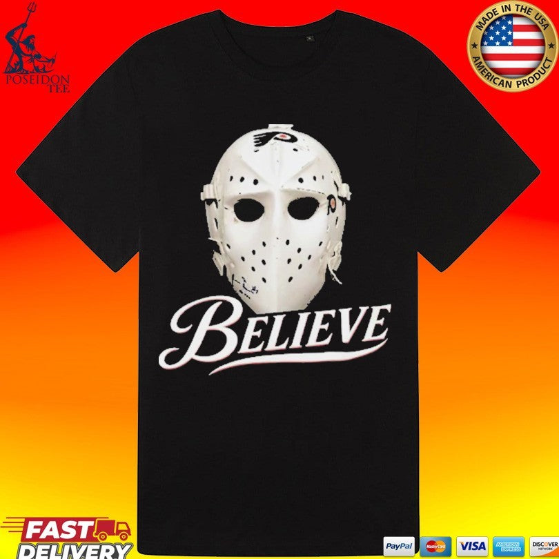 Bernie Parent Ice Hockey Mask Believe T-shirt
