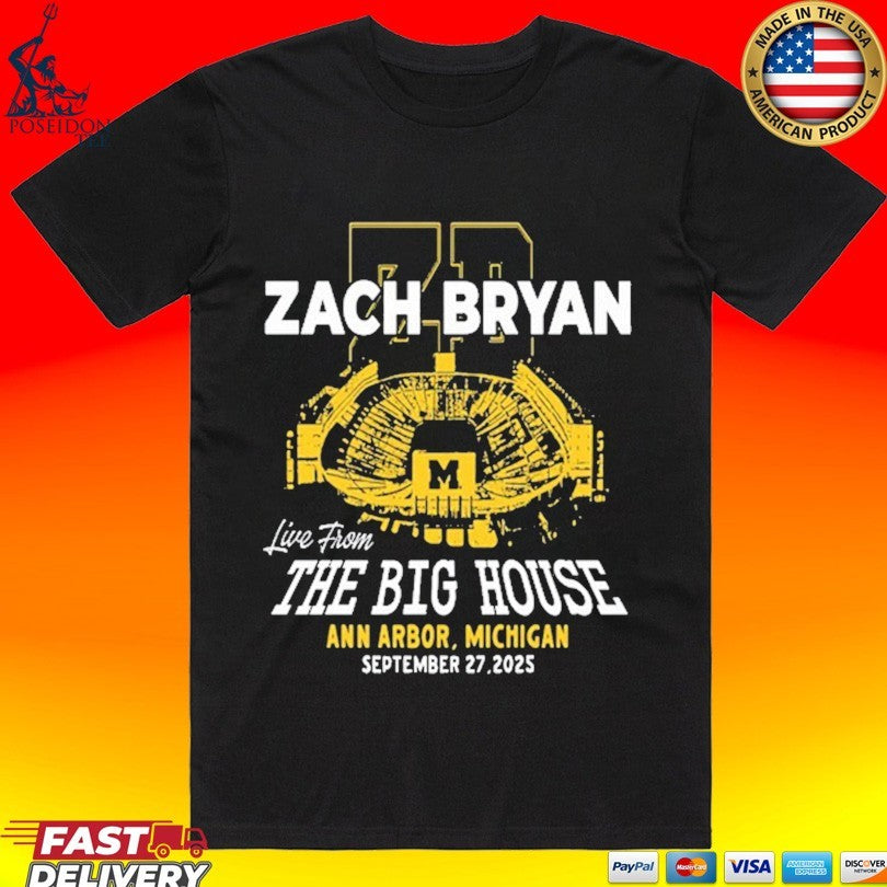 Zach Bryan The Big House Ann Arbor Michigan Wolverines September 27 2025 T-shirt