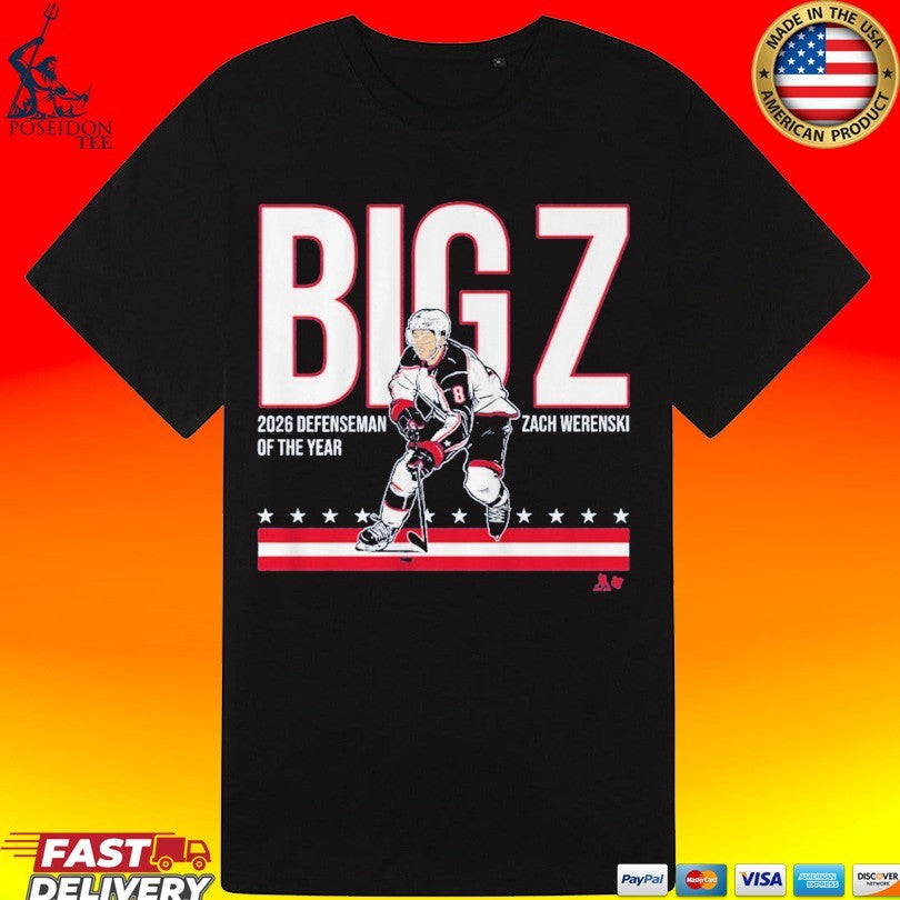 Zach Werenski Big Z 2026 Defenseman Of The Year T-shirt